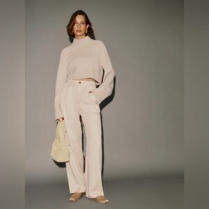 Reformation Mason Wide Leg Pant in Oyster, size 4